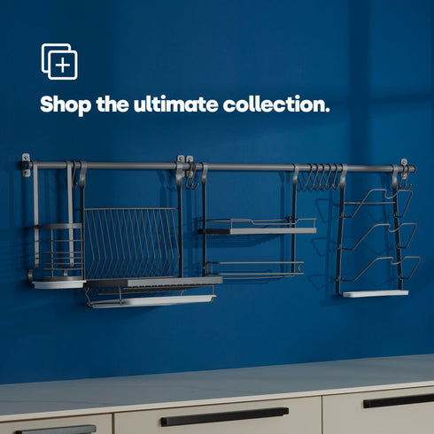 Kitchen Roll Holder with Shelf - Grey